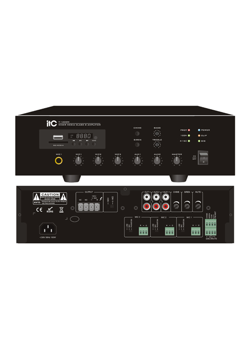 T-120DM / T-240DM / T-350DM / T-500DM Desktop Digital Mixer Amplifier with MP3/Tuner/Bluetooth (Phoenix Mic Input)