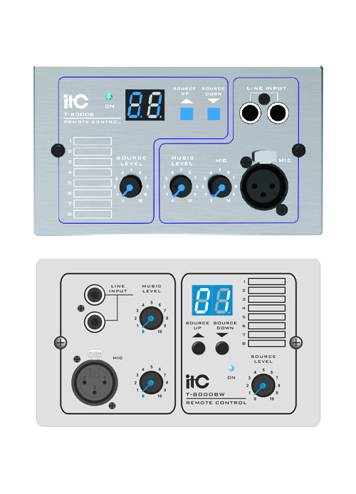 ITC - T-8000B (Grey & Aluminum) / T-8000BW (White & ABS) Remote Control with Audio Input Module